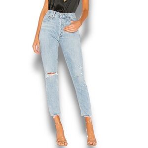 AGOLDE Light Wash Distressed Jamie High Rise Classic Jean in Shakedown Size 26‎